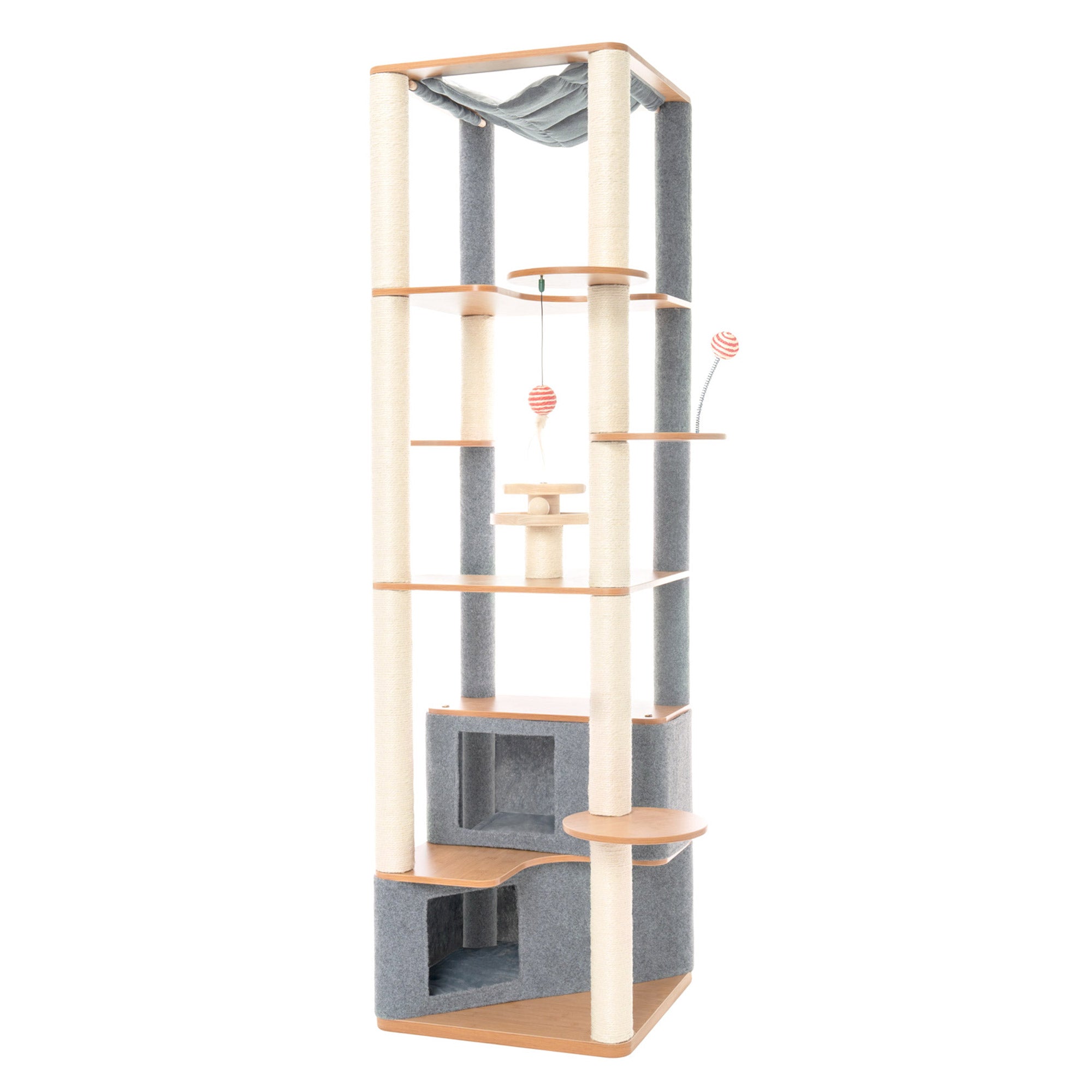 Ascentials by FurHaven Grand Suite Cat Tower (68”-78”), Customizable Multi-Level Indoor Cat Tree