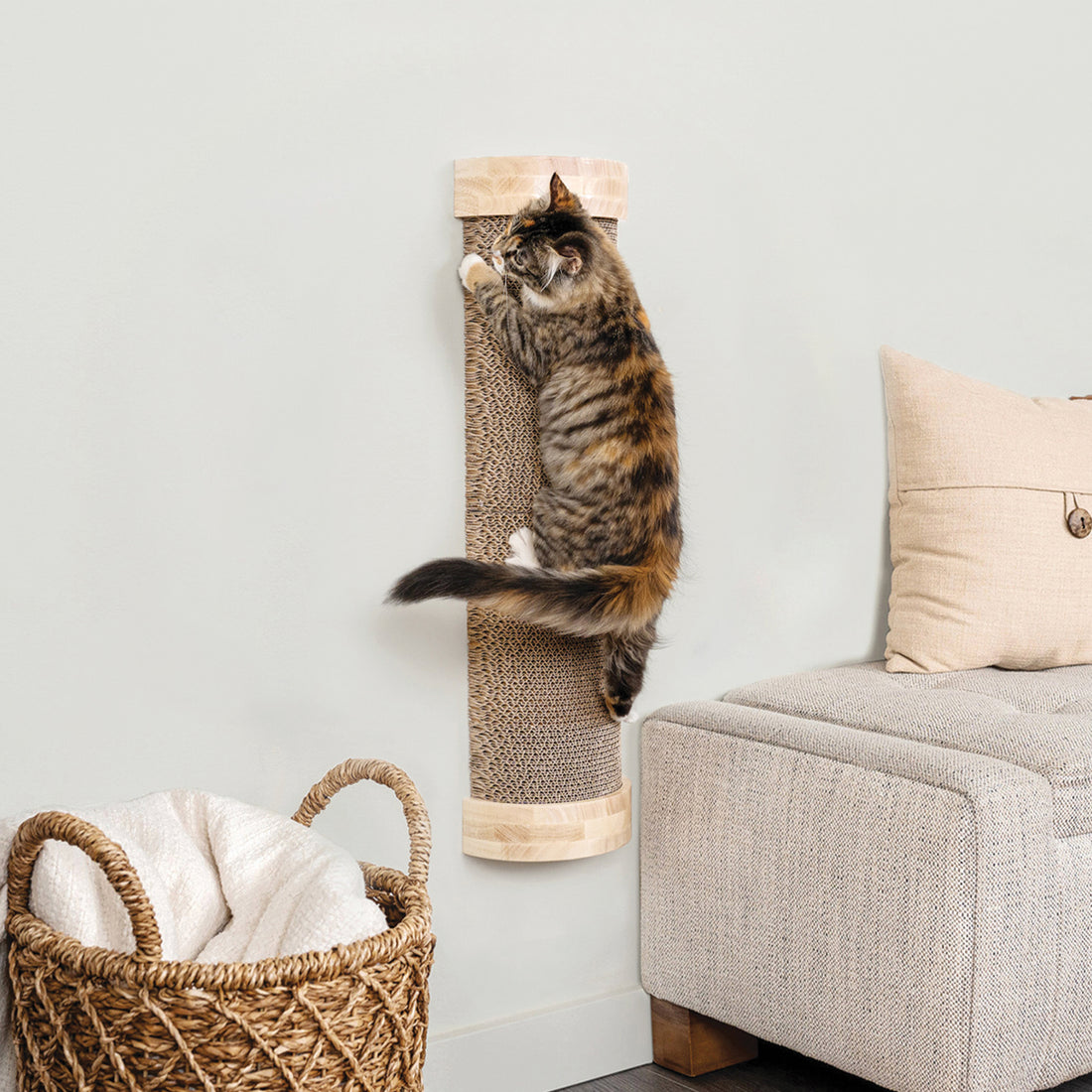 Ascentials by FurHaven Tree Hugger Cat Vertical Scratcher (28”), Wall-Mounted Corrugated Cardboard Climber