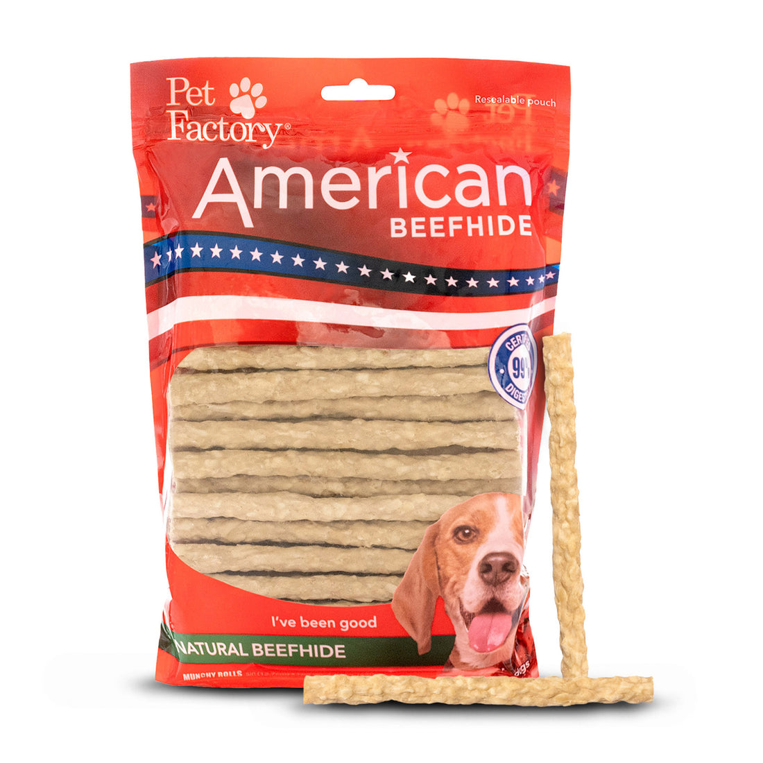 Pet Factory - American Beefhide Munchy Mini Rolls Flavored Dog Treats, 1.5 lb value pack