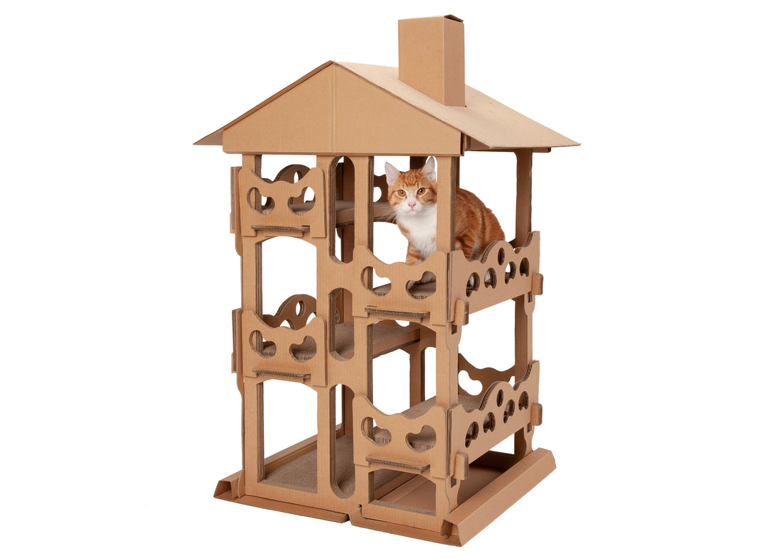 Tower Playground Corrugated Cat Scratcher with Catnip