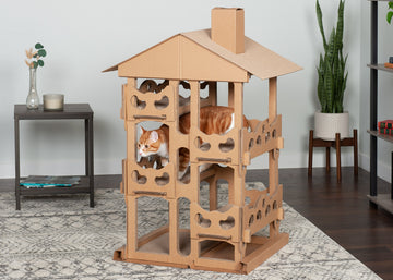 Tower Playground Corrugated Cat Scratcher with Catnip