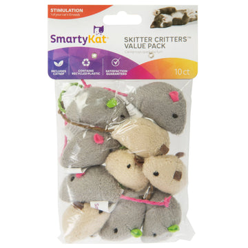 SmartyKat Skitter Critters (Set of 10) Value Pack Plush Catnip Cat Toys